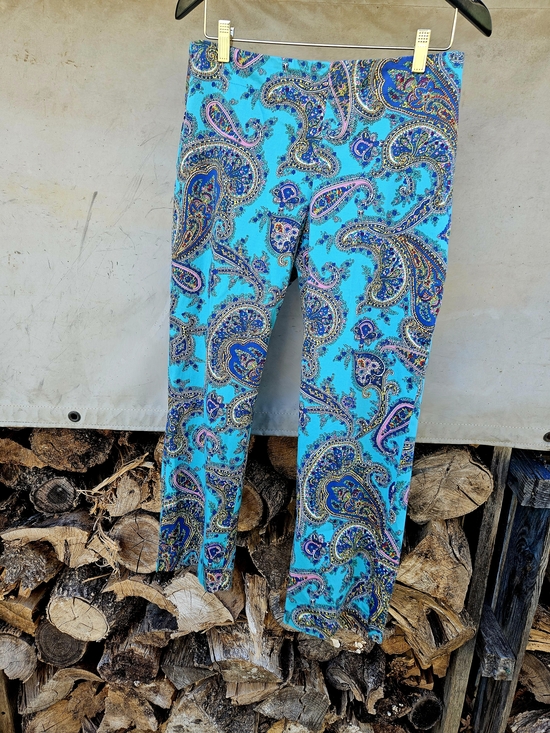 Talbots Pants - Talbots Turquoise Paisley Stretch Cigarette SKINNY Pants Cotton Sz. 6